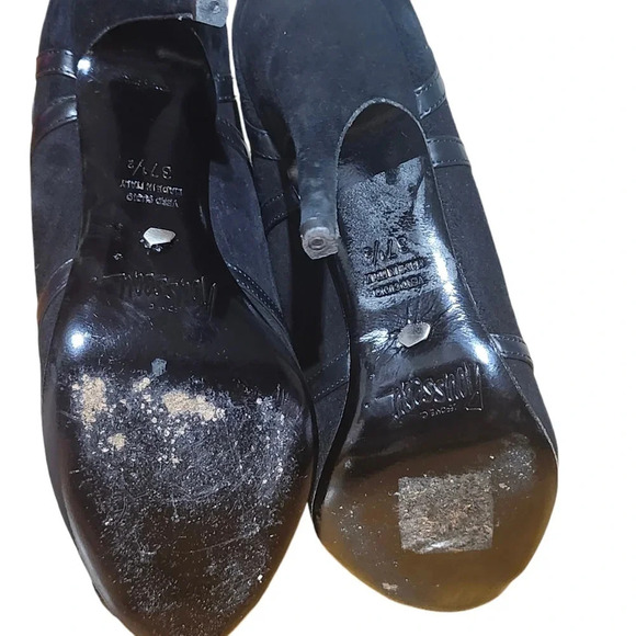 Jerome C. Rousseau Black Suede Peep Toe Booties EU 37.5 / US 7 | Designer Heels - Picture 3 of 7